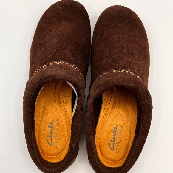 Women's Clarks Roseville Echo Dark Brown Suede Shoe NEW NoBox Sz 6.5 Clog SlipOn - Picture 3 of 6